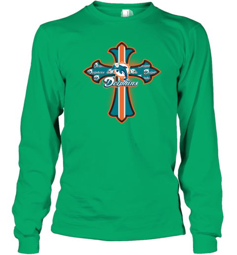 NFL Blue Crusader Cross Miami Dolphins Long Sleeve T-Shirt - Rookbrand