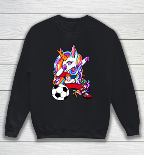 Dabbing Unicorn Serbia Soccer Fans Jersey Serbian Football Sweatshirt