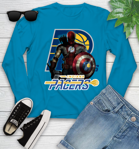 Indiana Pacers NBA Basketball Captain America Thor Spider Man Hawkeye Avengers Youth Long Sleeve 7