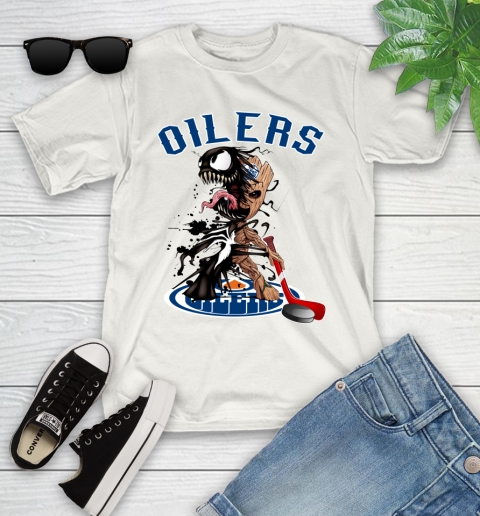 NHL Edmonton Oilers Hockey Venom Groot Guardians Of The Galaxy Youth T-Shirt