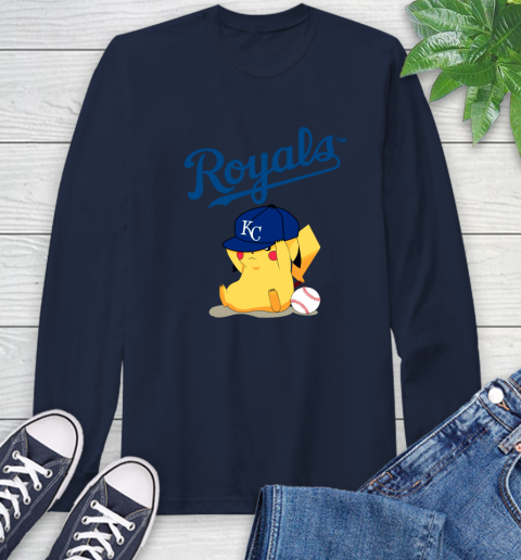 MLB Pikachu Baseball Sports Kansas City Royals Long Sleeve T-Shirt 4