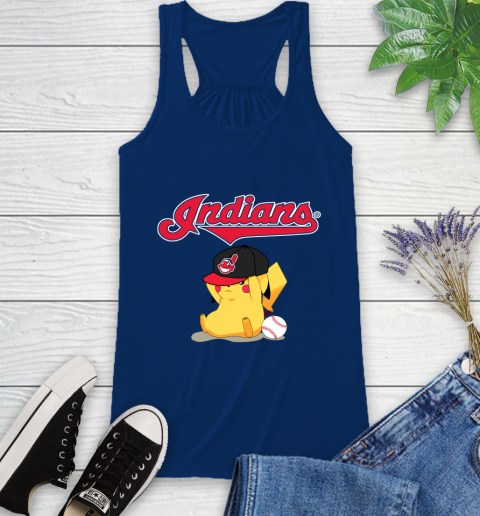 MLB Pikachu Baseball Sports Cleveland Indians Racerback Tank 9