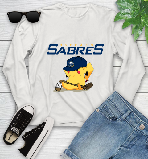 NHL Pikachu Hockey Sports Buffalo Sabres Youth Long Sleeve 12