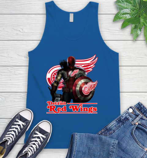 NHL Captain America Thor Spider Man Hawkeye Avengers Endgame Hockey Detroit Red Wings Tank Top 5