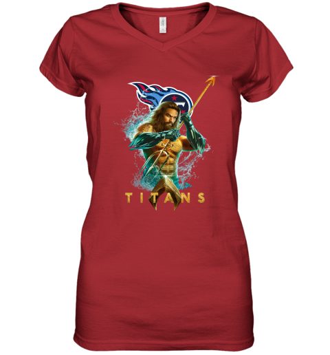 NFL Tennessee Titans Aquaman DC Football Sports v93juPVkVHM women v neck t shirt 39 95 151514 front red