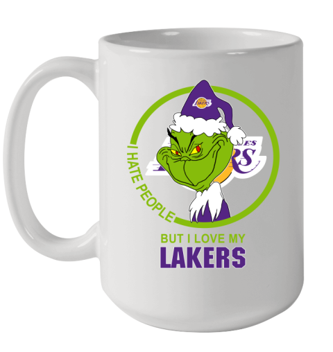 Los Angeles Lakers NBA Christmas Grinch I Hate People But I Love My Favorite Basketball Team Ceramic Mug 15oz