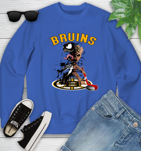 NHL Boston Bruins Hockey Venom Groot Guardians Of The Galaxy Youth Sweatshirt 8