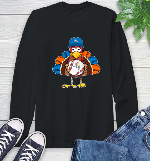 Miami Marlins Turkey thanksgiving Long Sleeve T-Shirt 2