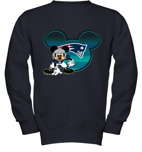 NFL New England Patriots Mickey Mouse Disney Football T Shirt MtJWpwJrNKM youth sweatshirt 47 95 151514 front navy