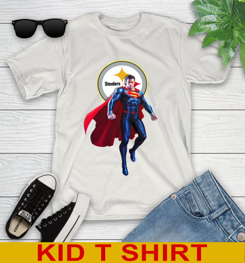 NFL Superman DC Sports Football Pittsburgh Steelers Youth T-Shirt 12