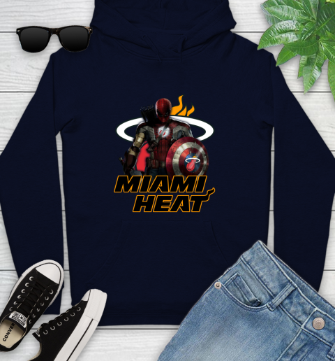 Miami Heat NBA Basketball Captain America Thor Spider Man Hawkeye Avengers Youth Hoodie 4