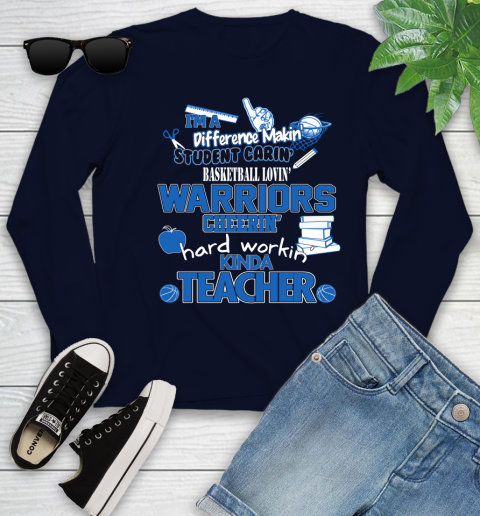 Golden State Warriors NBA I'm A Difference Making Student Caring Basketball Loving Kinda Teacher Youth Long Sleeve 2
