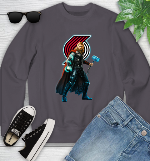 NBA Thor Avengers Endgame Basketball Portland Trail Blazers Youth Sweatshirt 6