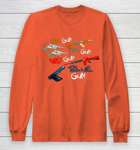 One Gun Two Gun Red Gun Blue Gun Funny Long Sleeve T-Shirt 3