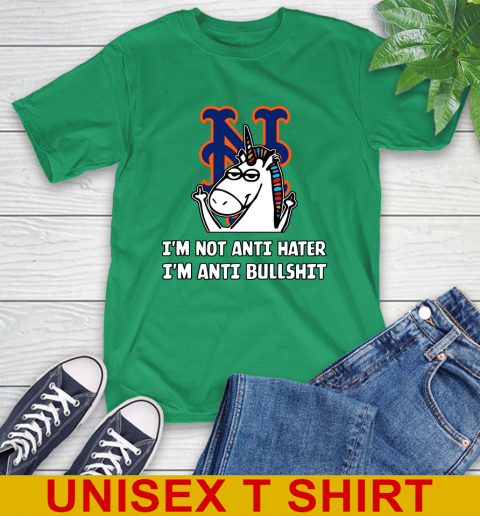 New York Mets MLB Baseball Unicorn I'm Not Anti Hater I'm Anti Bullshit T-Shirt 7