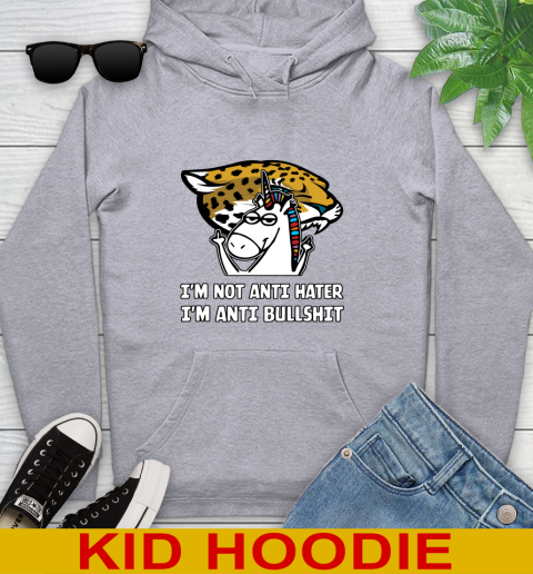 Jacksonville Jaguars NFL Football Unicorn I'm Not Anti Hater I'm Anti Bullshit Youth Hoodie 6