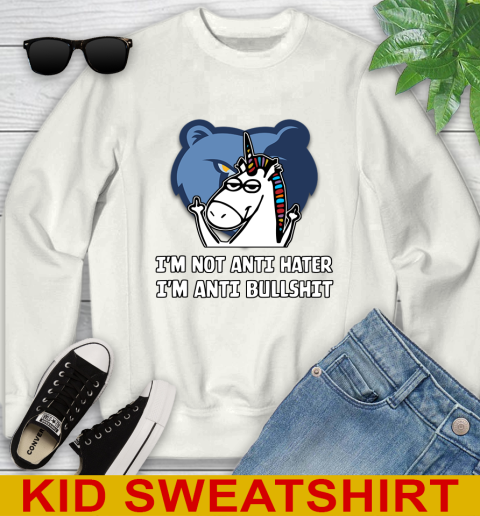 Memphis Grizzlies NBA Basketball Unicorn I'm Not Anti Hater I'm Anti Bullshit Youth Sweatshirt