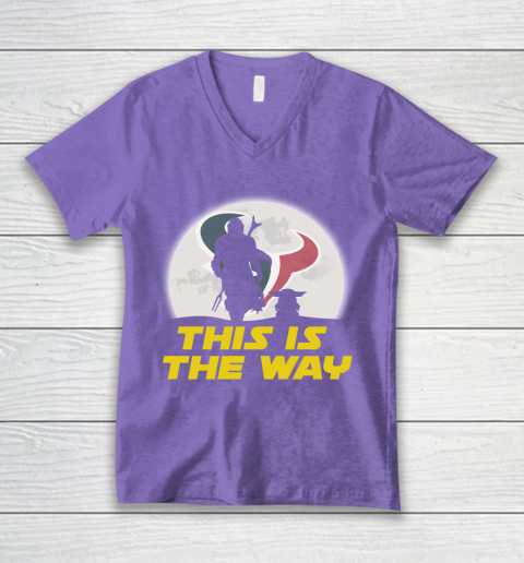 Houston Texans NFL Football Star Wars Yoda And Mandalorian This Is The Way V-Neck T-Shirt 8