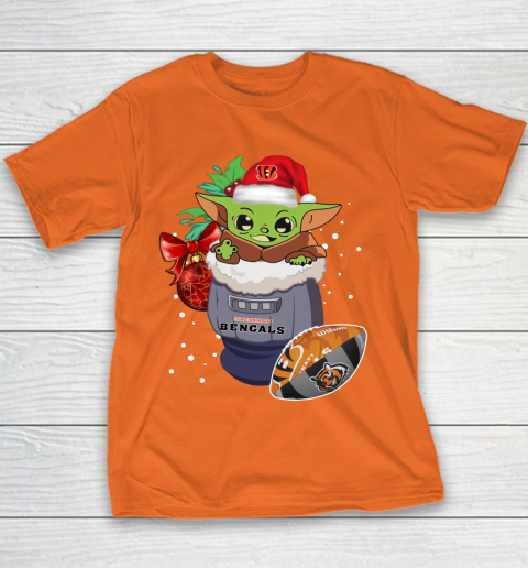 Cincinnati Bengals Christmas Baby Yoda Star Wars Funny Happy NFL Youth T-Shirt 6