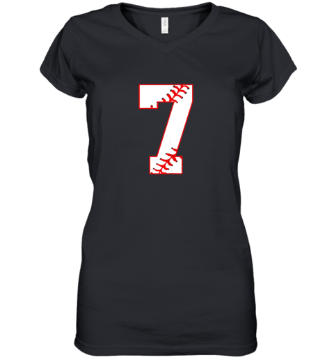 Cute Seventh Birthday Party 7th Baseball Shirt Born 2012 Women's V-Neck T-Shirt