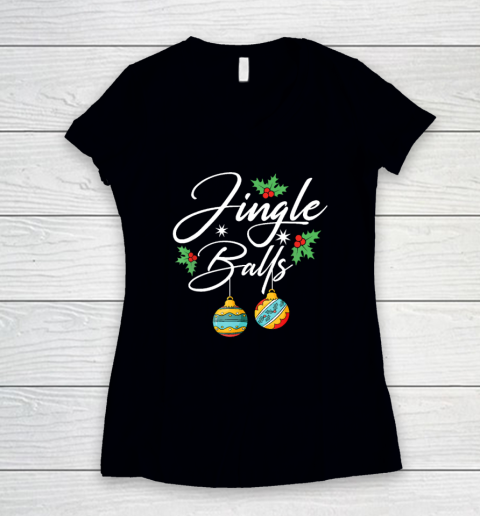 Jingle Balls Tinsel Tits Funny Christmas Matching Couple Women's V-Neck T-Shirt