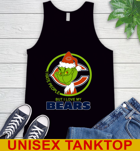 Chicago Bears NFL Christmas Grinch I Hate People But I Love My Favorite Football Team Tank Top 2