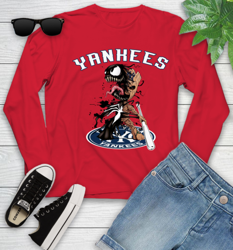 MLB New York Yankees Baseball Venom Groot Guardians Of The Galaxy Youth Long Sleeve 11