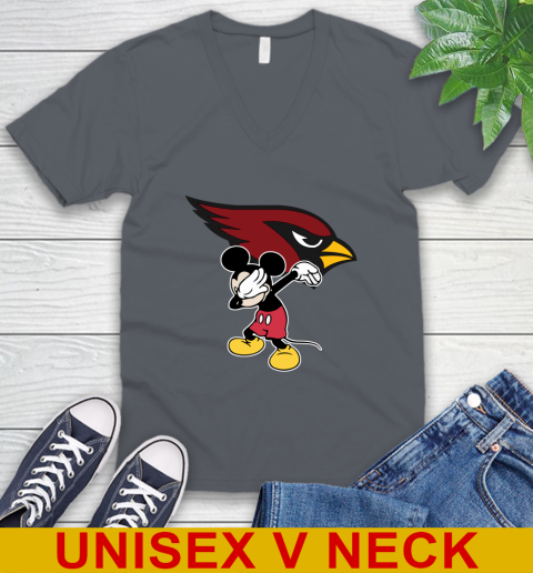 Arizona Cardinals NFL Football Dabbing Mickey Disney Sports V-Neck T-Shirt 5