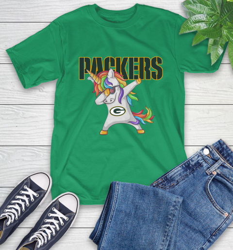 Green Bay Packers NFL Football Funny Unicorn Dabbing Sports T-Shirt 7