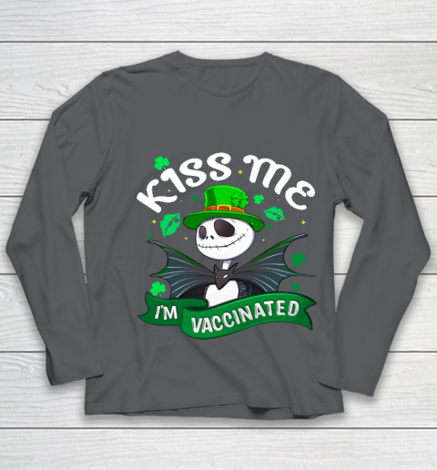 Kiss Me I'm Vaccinated Patrick's Day Jack Skellington Youth Long Sleeve 6