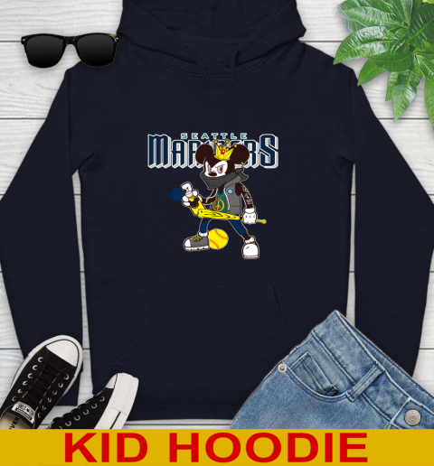 Seattle Mariners MLB Baseball Mickey Peace Sign Sports Youth Hoodie 4