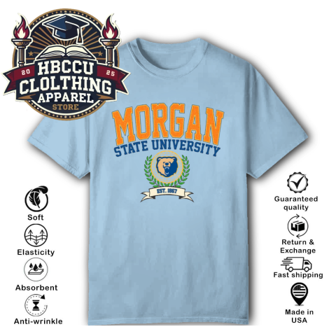 BearcaT Morgan State University HBCU T-Shirt pv29 bearcat morgan state university hbcu classic t shirt 2 front light blue HBCU Clothing Apparel