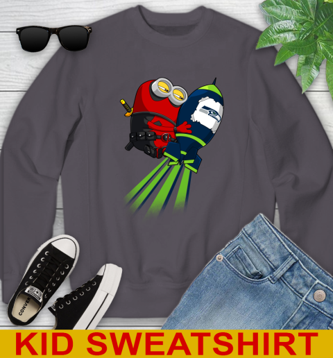 NFL Football Seattle Seahawks Deadpool Minion Marvel Shirt Youth Sweatshirt 6 NFL Football Seattle Seahawks Deadpool Minion Marvel Shirt Youth Sweatshirt - Image 6