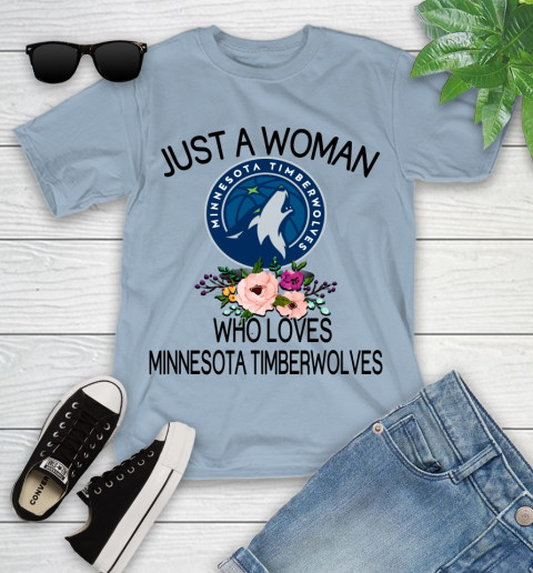 NBA Just A Woman Who Loves Minnesota Timberwolves Basketball Sports Youth T-Shirt 6