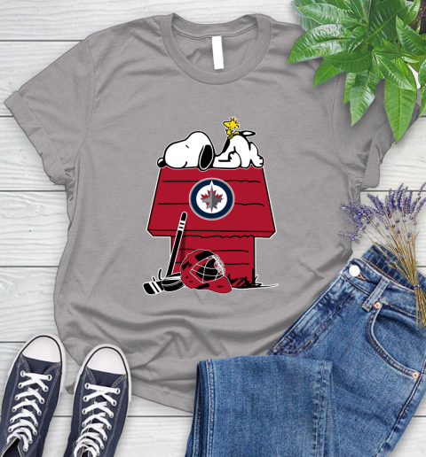 Winnipeg Jets NHL Hockey Snoopy Woodstock The Peanuts Movie Women's T-Shirt 5