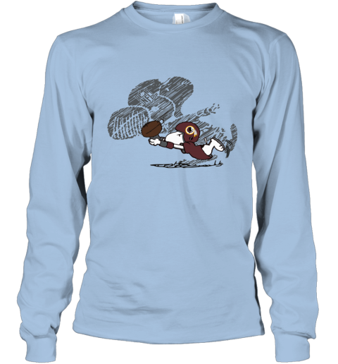 cxmx washington redskins snoopy plays the football game long sleeve tee 14 front light blue