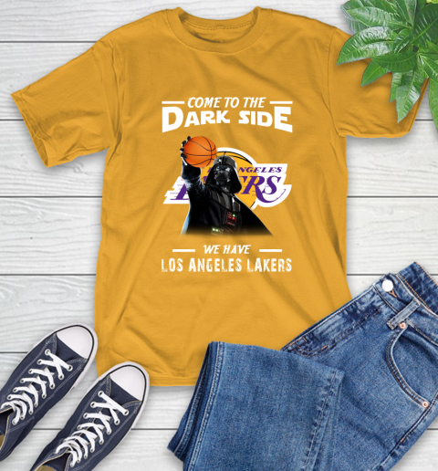 NBA Come To The Dark Side We Have Los Angeles Lakers Star Wars Darth Vader Basketball T-Shirt 2