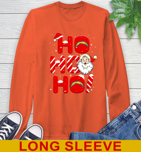 Los Angeles Chargers NFL Football Ho Ho Ho Santa Claus Merry Christmas Shirt Long Sleeve T-Shirt 4