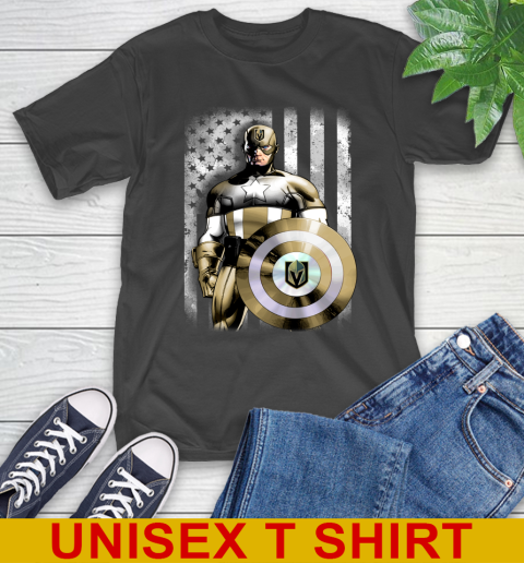 Vegas Golden Knights NHL Hockey Captain America Marvel Avengers American Flag Shirt T-Shirt