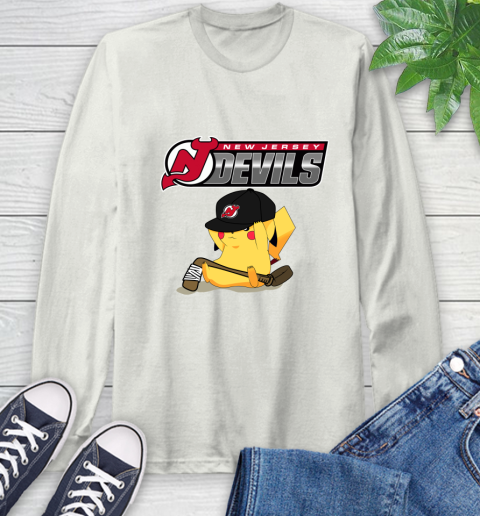 NHL Pikachu Hockey Sports New Jersey Devils Long Sleeve T-Shirt 12
