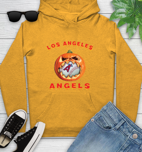 MLB Los Angeles Angels Halloween Pumpkin Baseball Sports Youth Hoodie 3