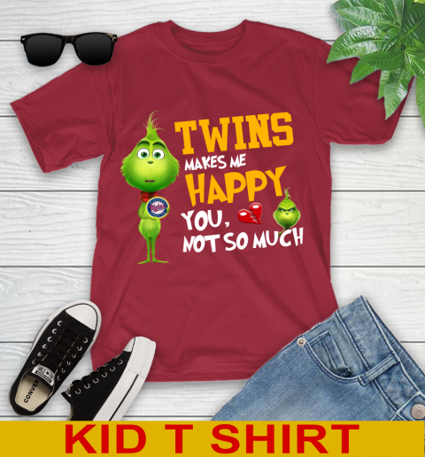 MLB Minnesota Twins Makes Me Happy You Not So Much Grinch Baseball Sports Youth T-Shirt 12