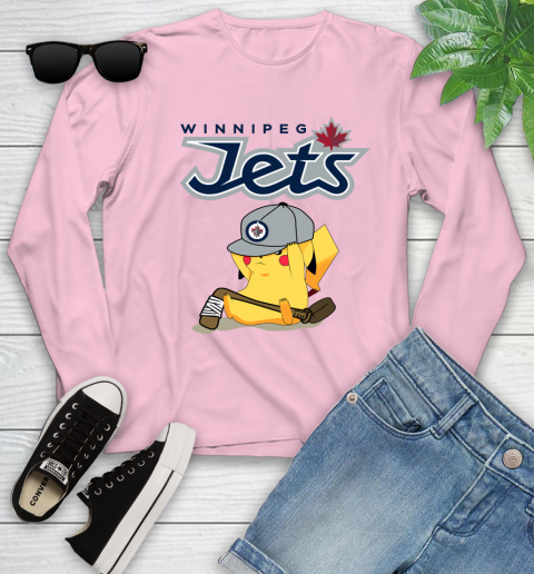 NHL Pikachu Hockey Sports Winnipeg Jets Youth Long Sleeve 10