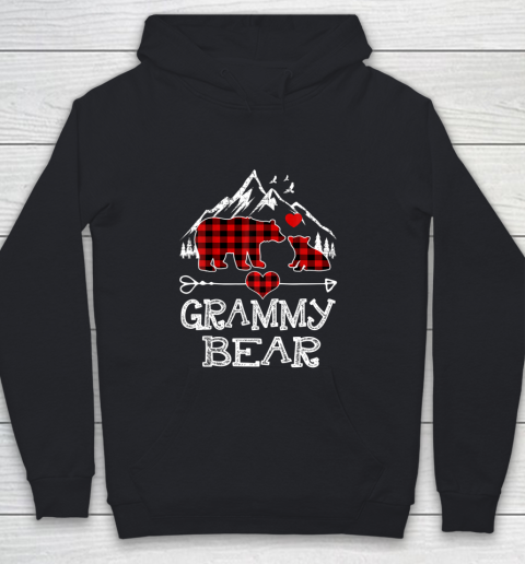 Grammy Bear Christmas Pajama Red Plaid Buffalo Family Gift Youth Hoodie