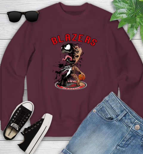NBA Portland Trail Blazers Basketball Venom Groot Guardians Of The Galaxy Youth Sweatshirt 5
