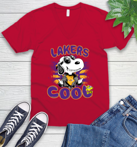 NBA Basketball Los Angeles Lakers Cool Snoopy Shirt V-Neck T-Shirt 6