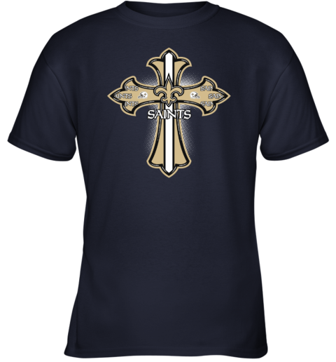 NFL Green Crusader Cross New Orleans Saints Youth T-Shirt - Rookbrand