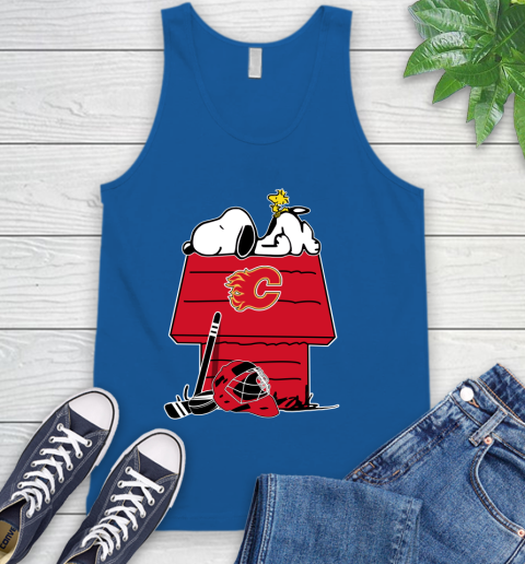 Calgary Flames NHL Hockey Snoopy Woodstock The Peanuts Movie Tank Top 5