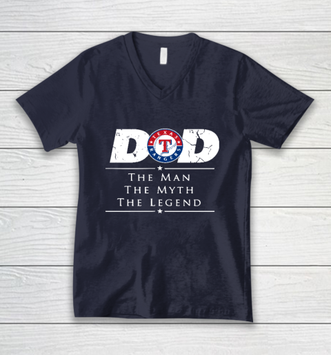 Texas Rangers MLB Baseball Dad The Man The Myth The Legend V-Neck T-Shirt 2