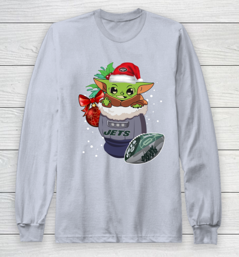 New York Jets Christmas Baby Yoda Star Wars Funny Happy NFL Long Sleeve T-Shirt 6